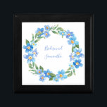 Monogrammed Blue Yellow Floral Wedding Party Gift  Gift Box<br><div class="desc">Monogram this lovely blue and yellow floral wreath jewellery gift box for your bridal party and the mother of the bride as well as the mother of the groom.</div>