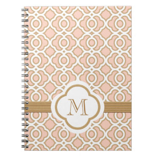 Monogrammed Blush Pink and Gold Moroccan Notebook