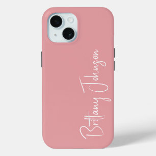 Monogrammed Blush Pink iPhone 15 Case