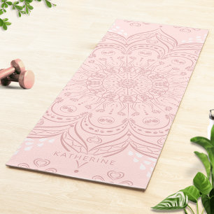Monogrammed Boho Blush Pink Mandala Elegant Yoga Mat