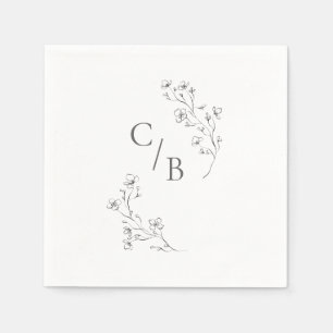 Monogrammed Boho Cherry Blossom Floral Wedding Napkin