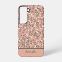 Monogrammed Boho Coral Peach Green White Floral