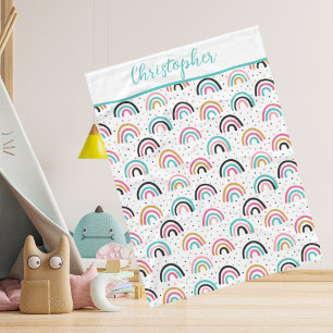 Monogrammed Boho Rainbows Teal Orange Baby Blanket