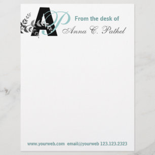 Monogrammed Bold Initials Personalised Business Customised Letterhead