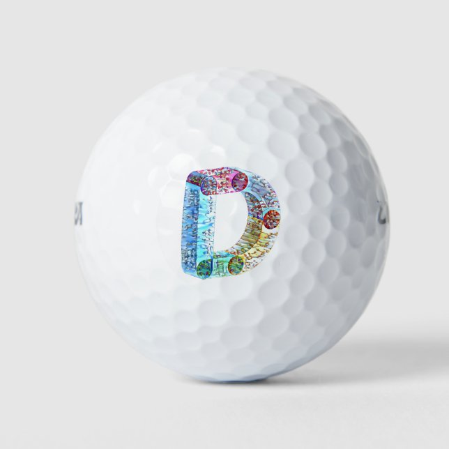 Monogrammed bold letter D  Golf Balls (Front)