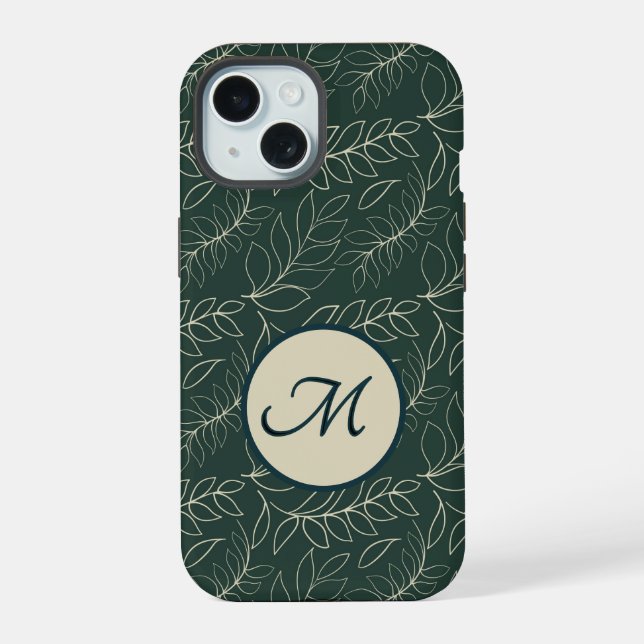 Monogrammed Botanical iPhone 15 Case (Back)
