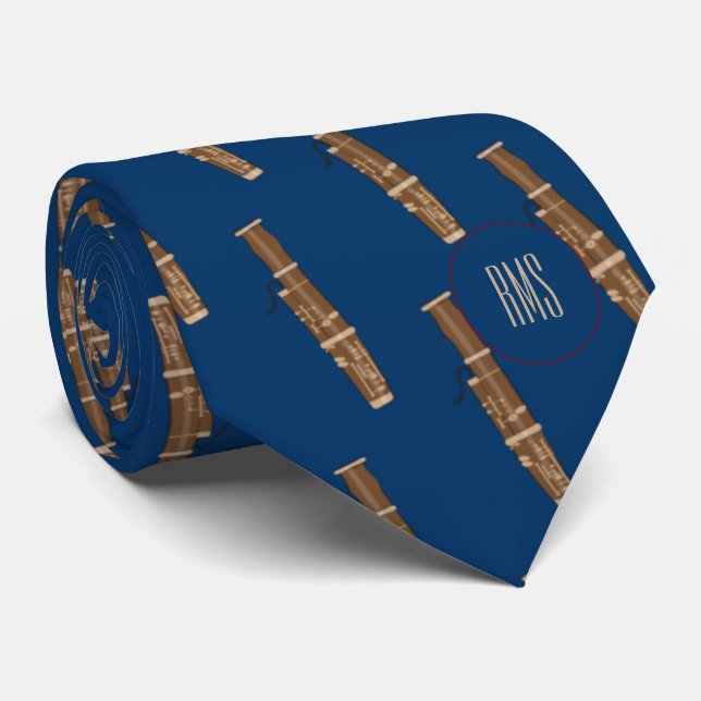Monogrammed Brown Bassoon Tie (Rolled)