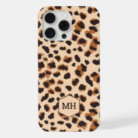 Monogrammed Brown Leopard Pattern Modern Chic