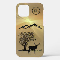 Monogrammed Buck Silhouette Apple iPhone 12 Case
