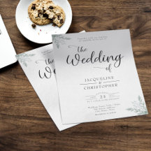 Monogrammed Budget Eucalyptus Wedding Invitation