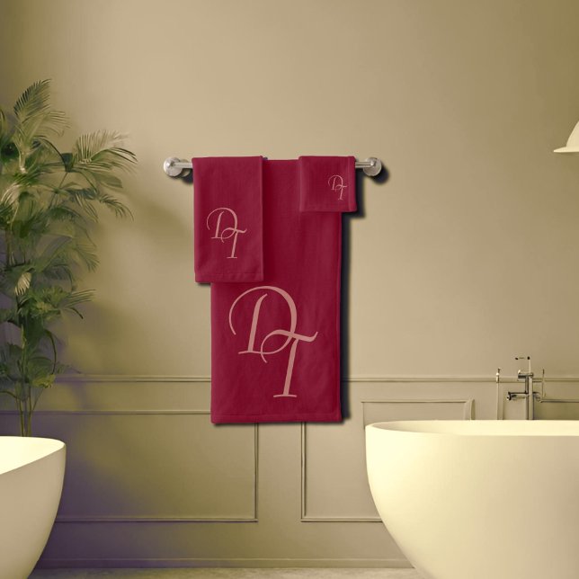 Monogrammed -  burgundy colour bath towel set (Creator Uploaded)