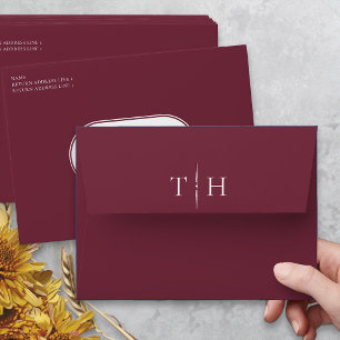 Monogrammed Burgundy Wedding Invitation Envelope