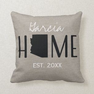 Monogrammed Burlap Home State Arizona   Cushion