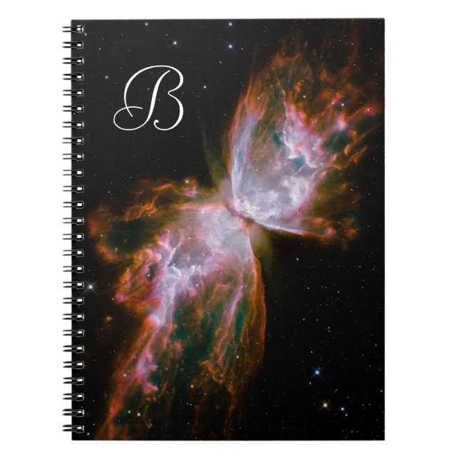 Monogrammed Butterfly Nebula Celestial Photo Notebook (Front)