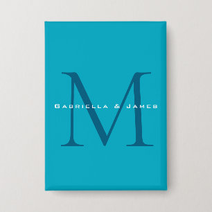 Monogrammed Calligraphy Azure Blue Modern Plain