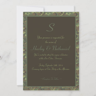 Monogrammed Camouflage Wedding Invitation