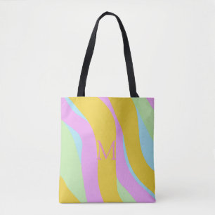 Monogrammed Caribe Yellow, Light Blue, Pink, Mint  Tote Bag