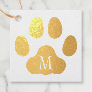 Monogrammed Cat Paw Custom Message Favour Tags