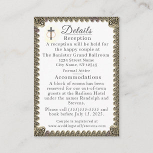 Monogrammed Catholic Vintage Wedding Details Card