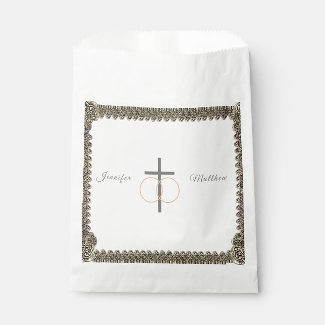 Monogrammed Catholic Vintage Wedding  Favour Bag (Front)