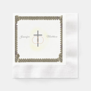 Monogrammed Catholic Vintage Wedding  Napkin