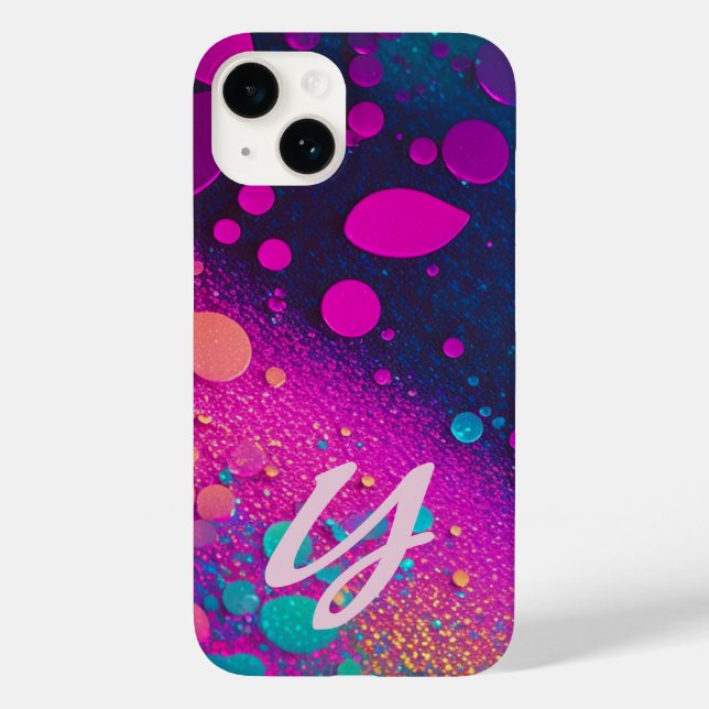 Monogrammed Chartreuse Dark Magenta Aqua Case-Mate iPhone Case (Back)