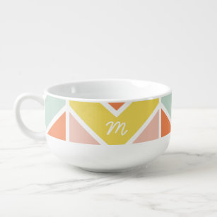Monogrammed   Cheerful Chevron by Origami Prints Soup Mug