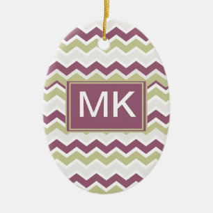 Monogrammed Chevron Brick Ceramic Tree Decoration