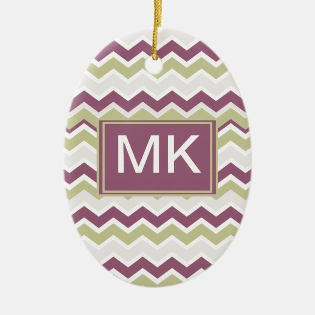 Monogrammed Chevron Brick Ceramic Tree Decoration (Front)