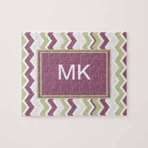 Monogrammed Chevron Brick Jigsaw Puzzle