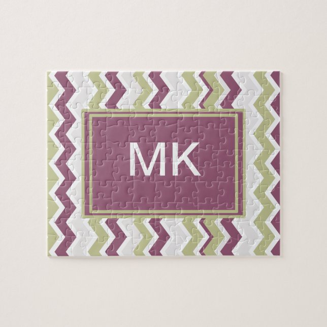 Monogrammed Chevron Brick Jigsaw Puzzle (Horizontal)