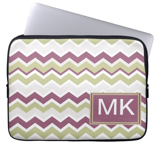 Monogrammed Chevron Brick Laptop Sleeve (Front)