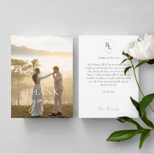 Monogrammed Chic Elegant Couple Photo Thank You Card
