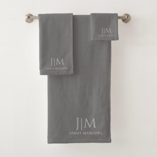 Monogrammed Chic Grey  Bath Towel Set