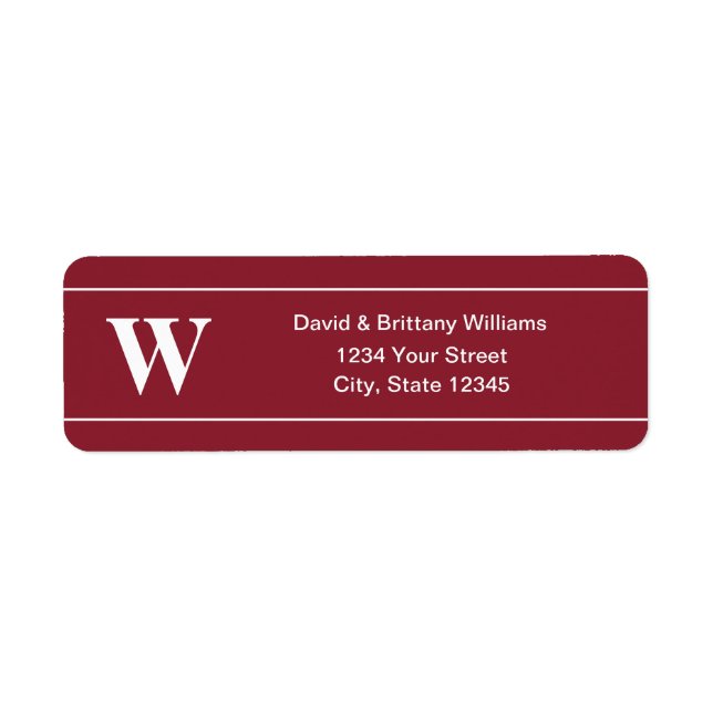 Monogrammed Christmas Holiday Return Address Label (Front)