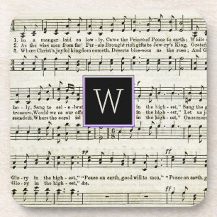 Monogrammed Christmas Music Coaster
