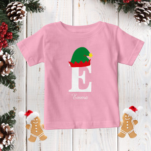 Monogrammed Christmas Name Shirt, Elf Hat, Family  Baby T-Shirt