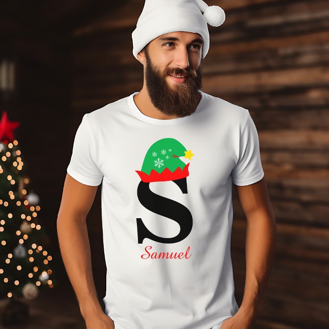 Monogrammed Christmas, Personalise with Name White T-Shirt (Creator Uploaded)