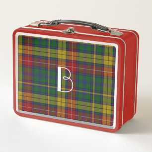Monogrammed Clan Buchanan Plaid Metal Lunch Box