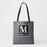 Monogrammed Classic Serif BW Steep Chevron
