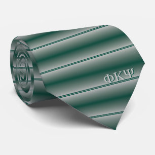 Monogrammed Classic Stripes in Forest Green & Gray Tie