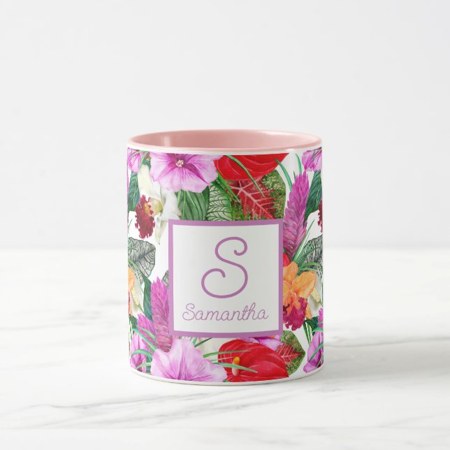 Monogrammed Coastal Paradise Blooms Mug (Center)