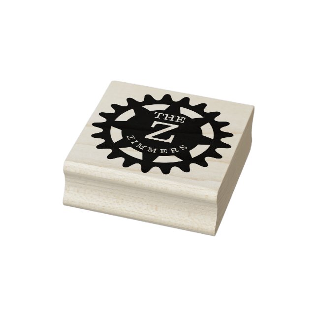 Monogrammed Cog Rubber Stamp (Stamp)