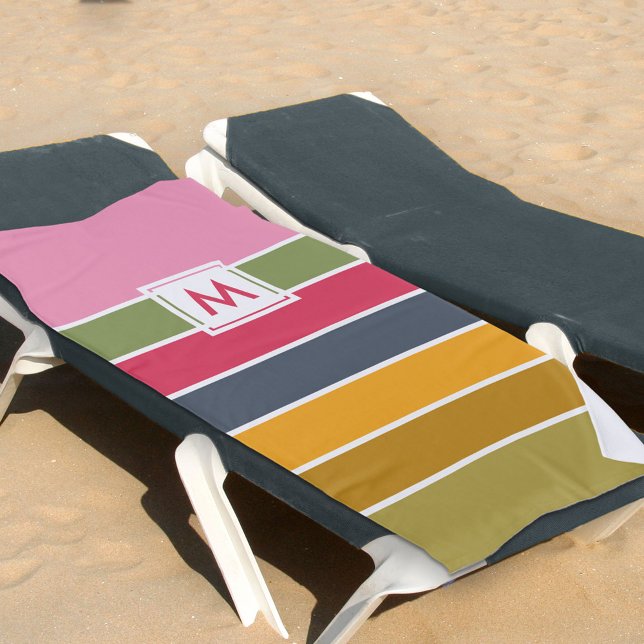 Monogrammed Colour Block Bold Striped Beach Towel (Creator Uploaded)