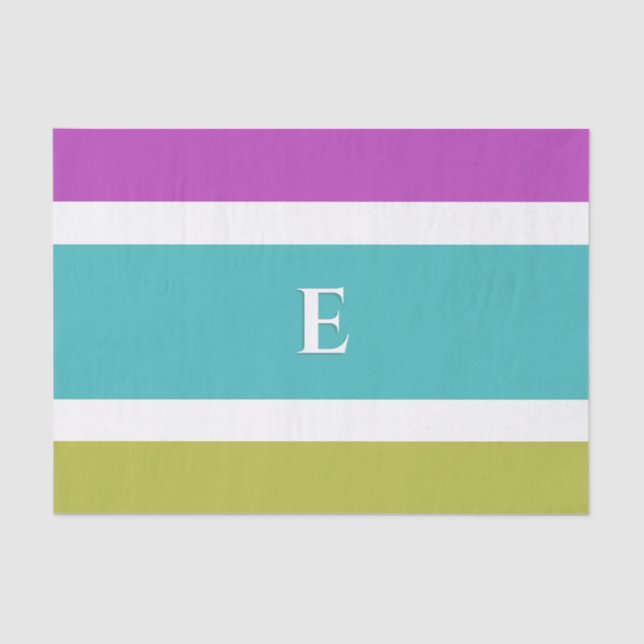 Monogrammed Colour Block Modern Abstract Striped Tissue Paper (Front)