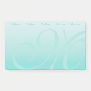 Monogrammed Colour Block Pastel Teal Post-it Notes