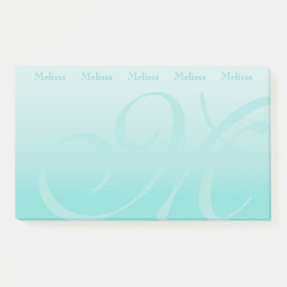 Monogrammed Colour Block Pastel Teal Post-it Notes