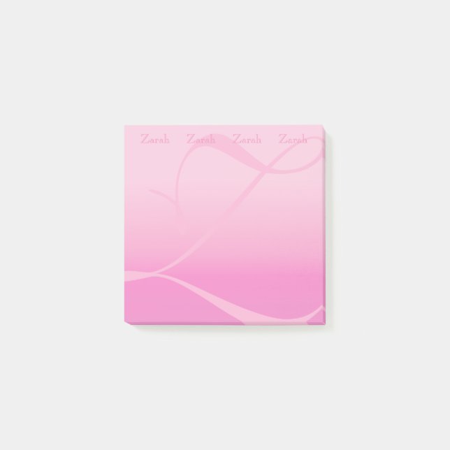 Monogrammed Colour Block Pretty Pastel Pink Post-it Notes (Front)