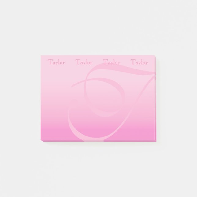 Monogrammed Colour Block Pretty Pastel Pink Post-it Notes (Front)