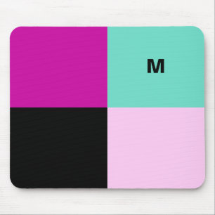 Monogrammed Colour Block Stylish Abstract Geometri Mouse Pad
